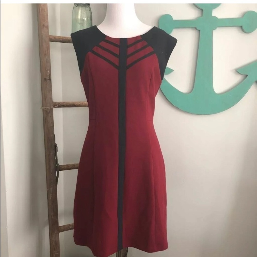 Pink Martini Womens A Line Dress Burgundy Black